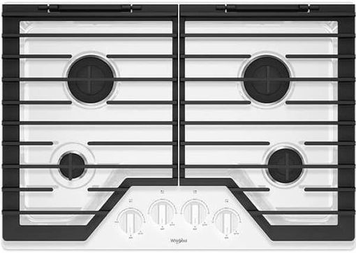 Whirlpool 30" White Gas Cooktop With EZ-2 Hinged Cast-Iron Grates