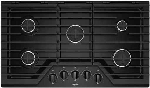 Whirlpool 36" Black Gas Cooktop With EZ-2 Hinged Cast-Iron Grates