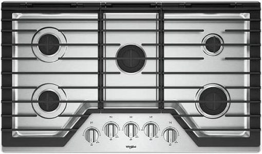 Whirlpool 36" Stainless Steel Gas Cooktop With EZ-2 Hinged Cast-Iron Grates