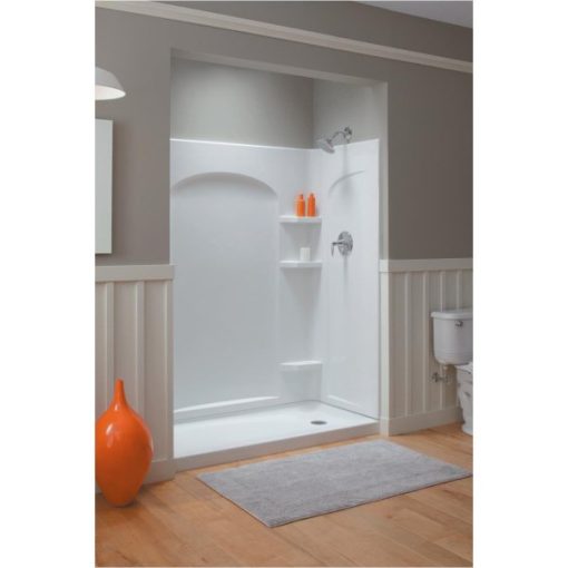 Sterling Ensemble 31-1/4 In. W x 72-1/2 In. H x 1-1/4 In D Curved Shower End Wall Set in White