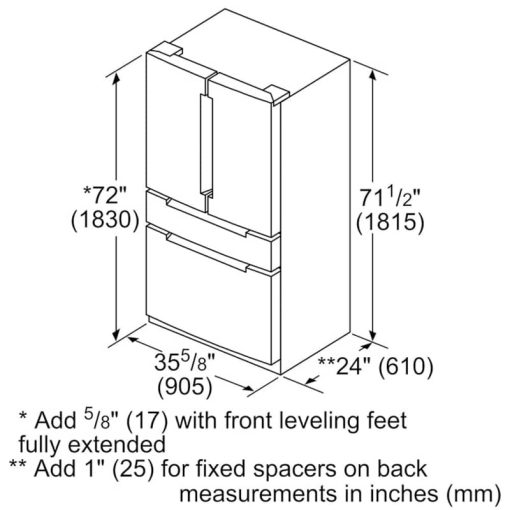 Bosch 800 Series 36" Glass Over Stainless Steel Counter Depth 4 Door French Door Refrigerator - Image 14