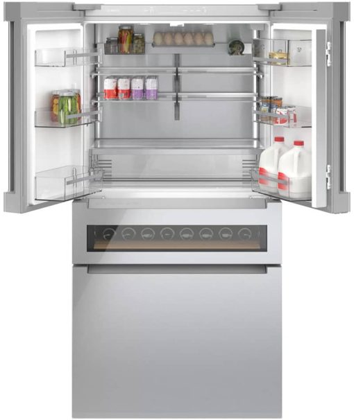 Bosch 800 Series 36" Glass Over Stainless Steel Counter Depth 4 Door French Door Refrigerator - Image 2