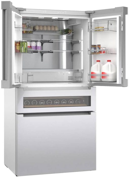 Bosch 800 Series 36" Glass Over Stainless Steel Counter Depth 4 Door French Door Refrigerator - Image 4
