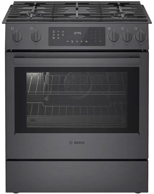 Bosch 800 Series 30" Black Stainless Steel Slide-In Gas Range