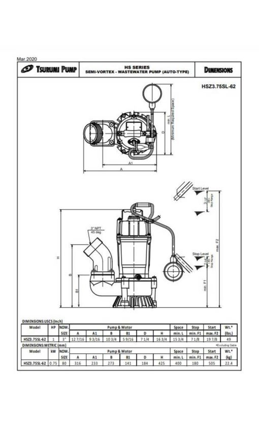 HS3Z.75SL Automatic Electric Submersible Pump - Image 3