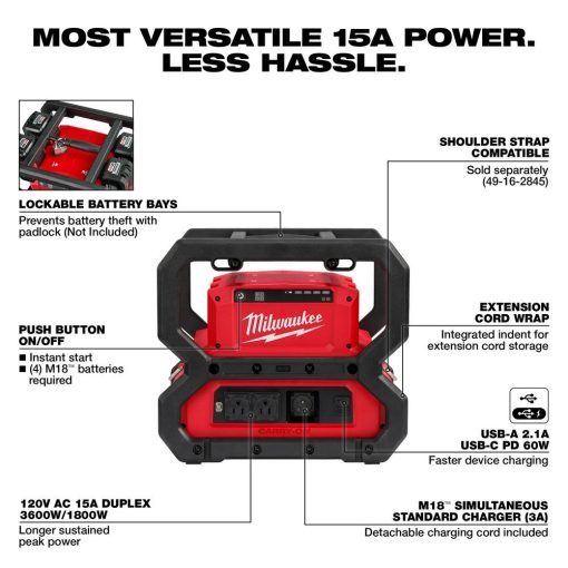 Milwaukee M18 CARRY ON 3600W/1800W Power Supply - Image 3