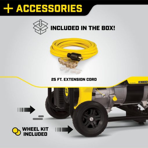 Champion 5000-Watt Portable Generator with Wheel Kit and Extension Cord - Image 2