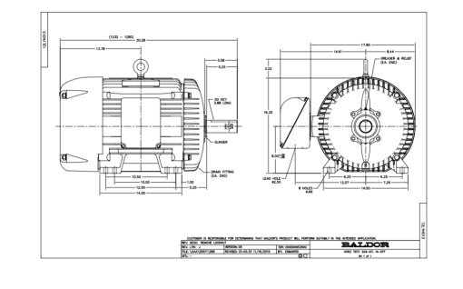 Baldor General Purpose Motor, 40HP, 1775RPM, 3PH, 60HZ, 324T, 1254M, TEFC, F1 - Image 2