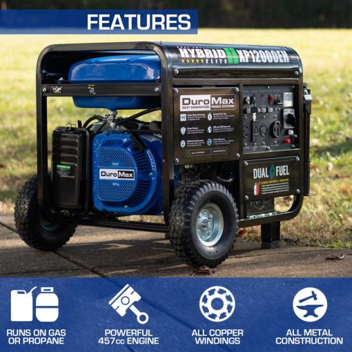 XP12000EH Dual Fuel Portable Generator - 12000 Watt Gas or Propane Powered-Electric Start- Home Back Up and RV Ready, 50 State Approved - Image 2