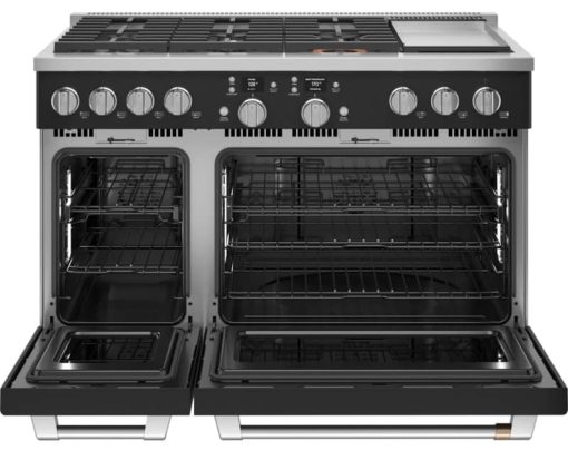 Cafe 48" Matte Black Smart Dual-Fuel Commercial-Style Range with 6 Burners and Griddle - Image 3