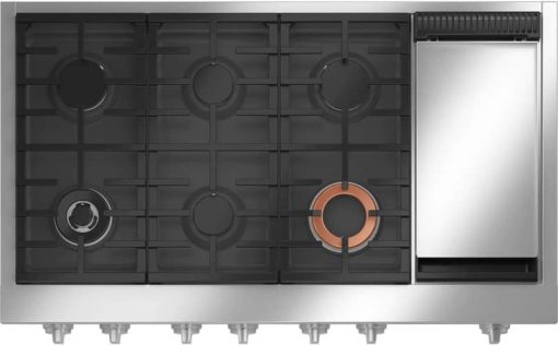 Cafe ADA 48" Stainless Steel Commercial-Style Natural Gas Rangetop With 6 Burners And Griddle - Image 2