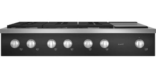 Cafe ADA 48" Matte Black Commercial-Style Natural Gas Rangetop With 6 Burners And Griddle