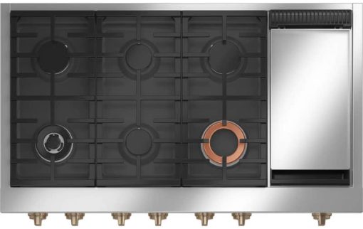 Cafe ADA 48" Matte White Commercial-Style Natural Gas Rangetop With 6 Burners And Griddle - Image 2