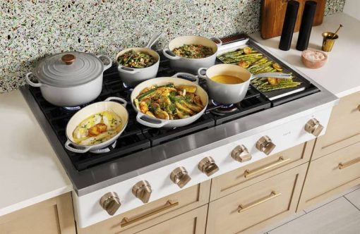 Cafe ADA 48" Matte White Commercial-Style Natural Gas Rangetop With 6 Burners And Griddle - Image 10