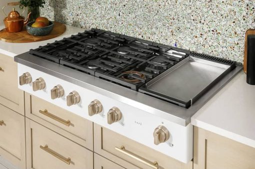 Cafe ADA 48" Matte White Commercial-Style Natural Gas Rangetop With 6 Burners And Griddle - Image 13