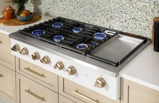 Cafe ADA 48" Matte White Commercial-Style Natural Gas Rangetop With 6 Burners And Griddle - Image 14