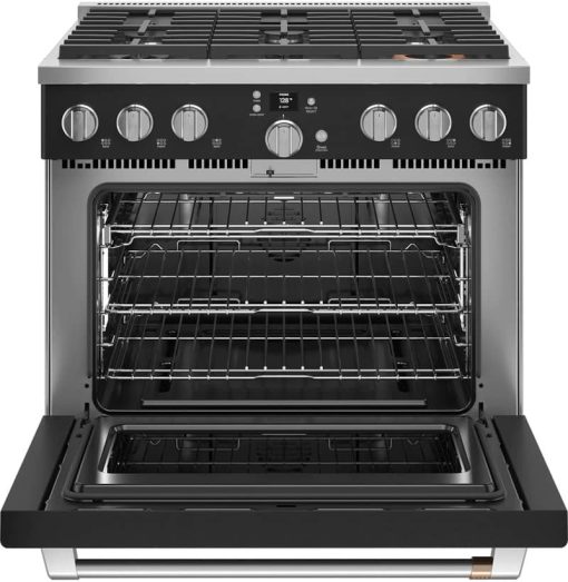 Cafe ADA 36" Matte Black Smart Commercial-Style Gas Range With 6 Burners - Image 2