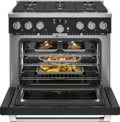 Cafe ADA 36" Matte Black Smart Commercial-Style Gas Range With 6 Burners - Image 3
