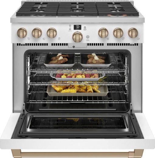 Cafe ADA 36" Matte White Smart Commercial-Style Gas Range With 6 Burners - Image 3