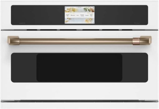 Cafe 30" Matte White With Brushed Bronze Built-In 5-In-1 Single Wall Oven With 240V Advantium Technology