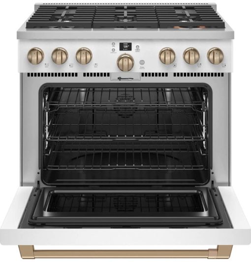 Cafe ADA 36" Matte White Smart Dual-Fuel Commercial-Style Natural Gas Range With 6 Burners - Image 2