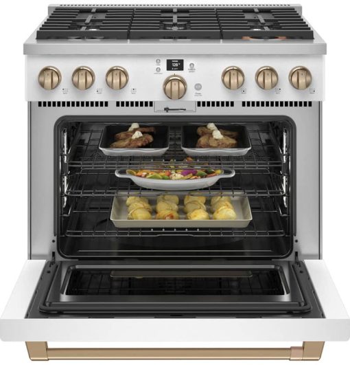 Cafe ADA 36" Matte White Smart Dual-Fuel Commercial-Style Natural Gas Range With 6 Burners - Image 3