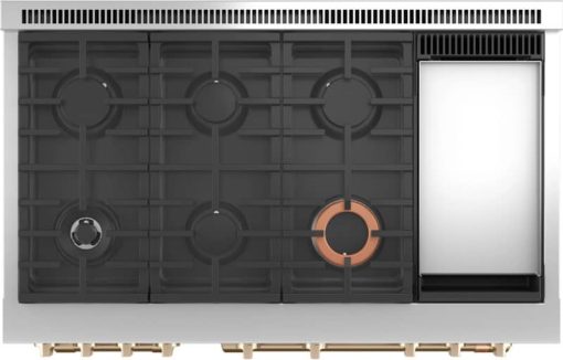 Cafe 48" Matte White Smart Dual-Fuel Commercial-Style Range with 6 Burners and Griddle - Image 4