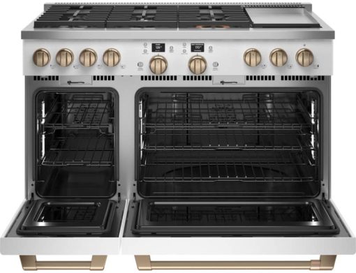 Cafe 48" Matte White Smart Dual-Fuel Commercial-Style Range with 6 Burners and Griddle - Image 2