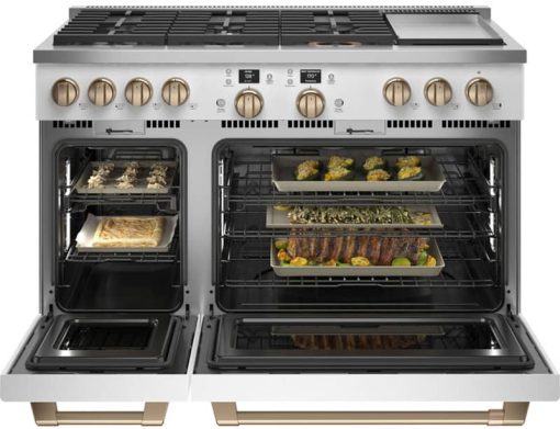 Cafe 48" Matte White Smart Dual-Fuel Commercial-Style Range with 6 Burners and Griddle - Image 3