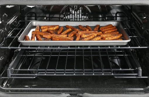 Cafe ADA 30" Matte White With Brushed Bronze Smart Slide-In Front Control Gas Convection Range - Image 10