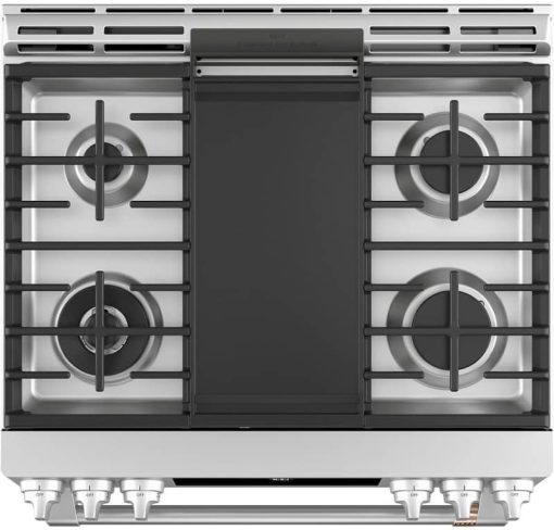 Cafe ADA 30" Stainless Steel With Brushed Stainless Smart Slide-In Front Control Gas Convection Range - Image 5