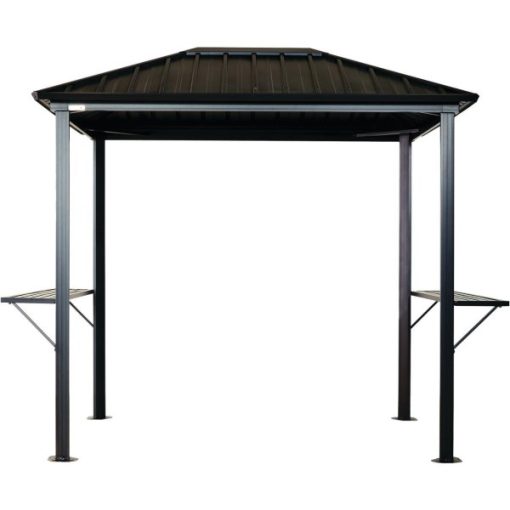 Sojag Dakota 6 Ft. x 8 Ft. Brown Powder-Coated Metal Grill Gazebo with Shelves