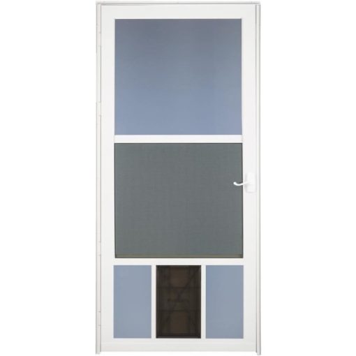 Larson Metal Tech 36 In. W x 81 In. H x 1-1/4 In. Thick White Classic View Storm Door With Pet Door