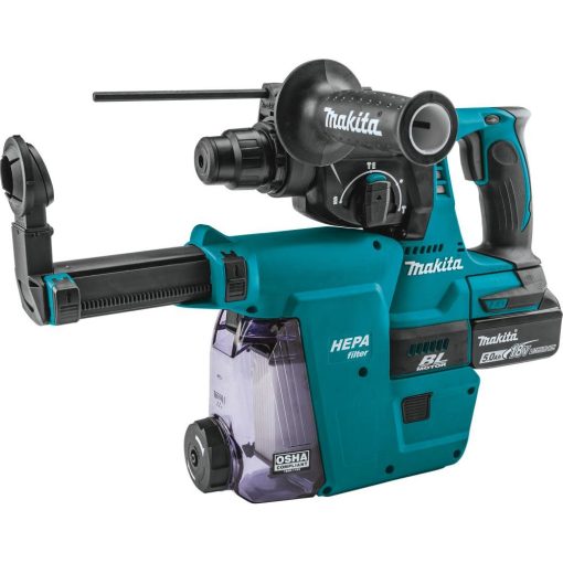 Makita 18V LXT Rotary Hammer Lithium Ion 1" Kit accepts SDS PLUS bits with HEPA Dust Extractor Attachment - Image 2