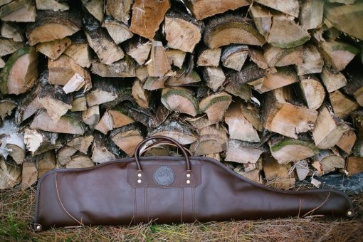 46 In. L Brown Smooth Leather Rifle Case With Scope - Image 4