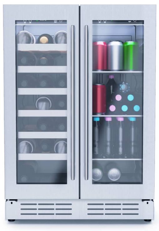 Elica 24" Stainless Frame French Door Dual Zone Beverage & Wine Center