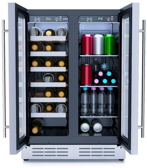 Elica 24" Stainless Frame French Door Dual Zone Beverage & Wine Center - Image 2