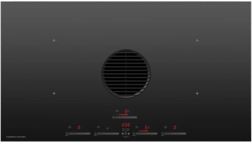 Fisher & Paykel Series 9 Minimal 36" Black Glass Induction Cooktop, 4 Cooking Zones With Integrated Ventilation