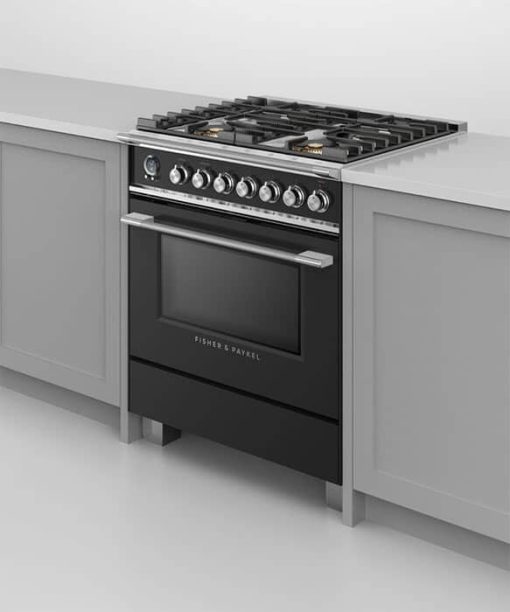 Fisher & Paykel Series 9 Classic 30" Black Freestanding Dual Fuel Range, 4 Burners & Self-Cleaning - Image 6