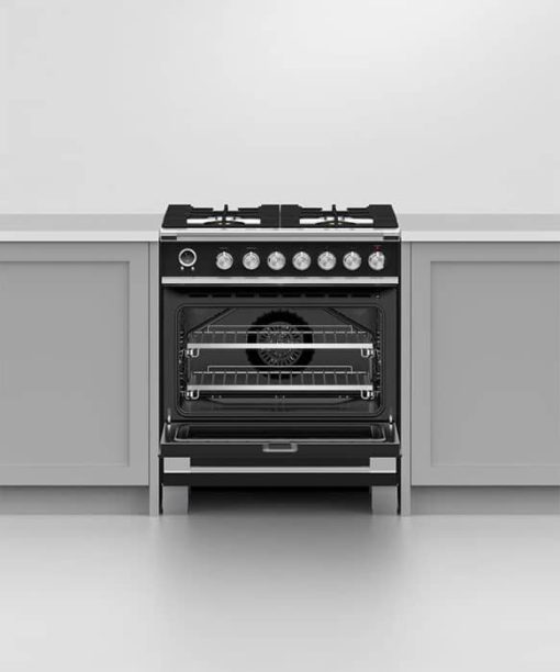 Fisher & Paykel Series 9 Classic 30" Black Freestanding Dual Fuel Range, 4 Burners & Self-Cleaning - Image 5