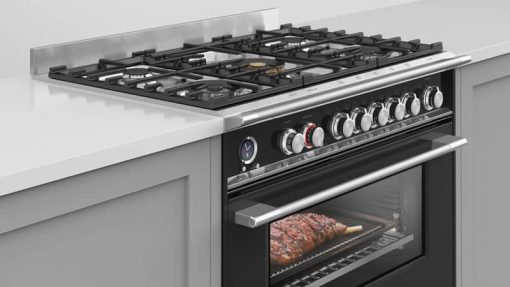 Fisher & Paykel Series 9 Classic 30" Black Freestanding Dual Fuel Range, 4 Burners & Self-Cleaning - Image 7