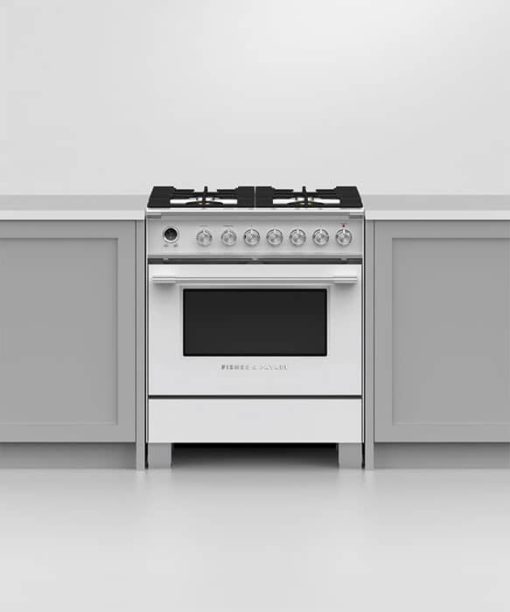 Fisher & Paykel Series 9 Classic 30" White Freestanding Dual Fuel Range, 4 Burners & Self-Cleaning - Image 4