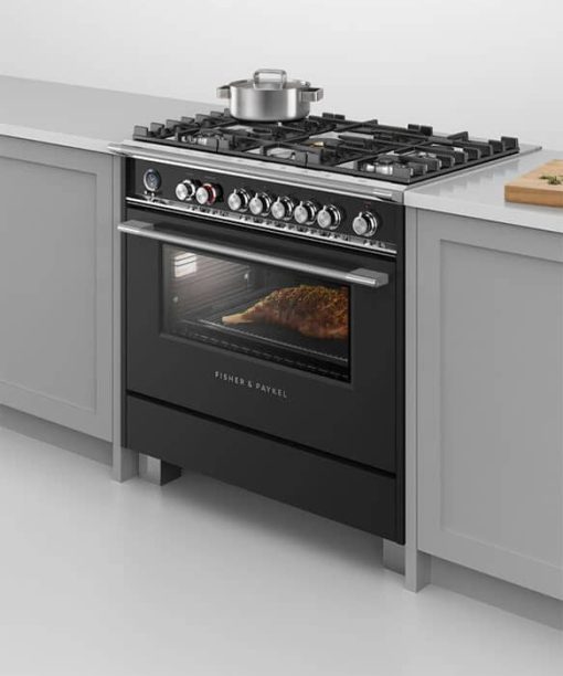 Fisher & Paykel Series 9 Classic 36" Black Freestanding Dual Fuel Range, 5 Burners & Self-Cleaning - Image 5