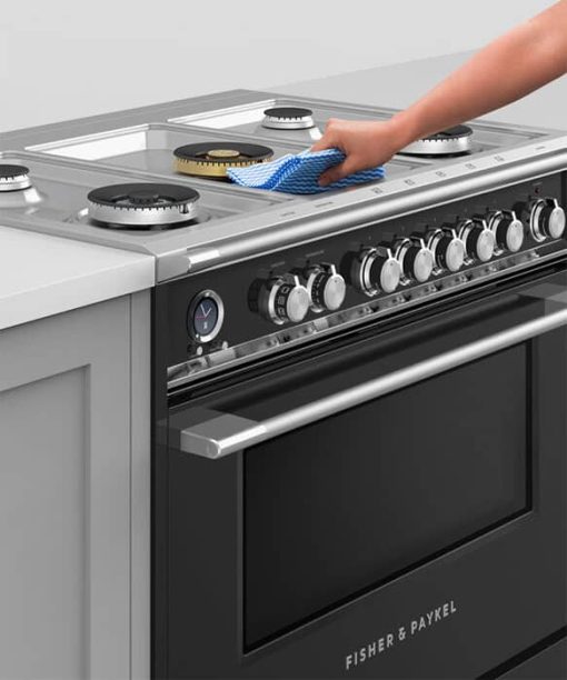 Fisher & Paykel Series 9 Classic 36" Black Freestanding Dual Fuel Range, 5 Burners & Self-Cleaning - Image 8