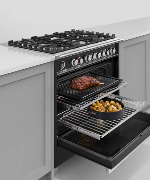 Fisher & Paykel Series 9 Classic 36" Black Freestanding Dual Fuel Range, 5 Burners & Self-Cleaning - Image 7