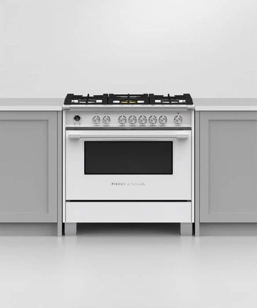 Fisher & Paykel Series 9 Classic 36" White Freestanding Dual Fuel Range, 5 Burners & Self-Cleaning - Image 4