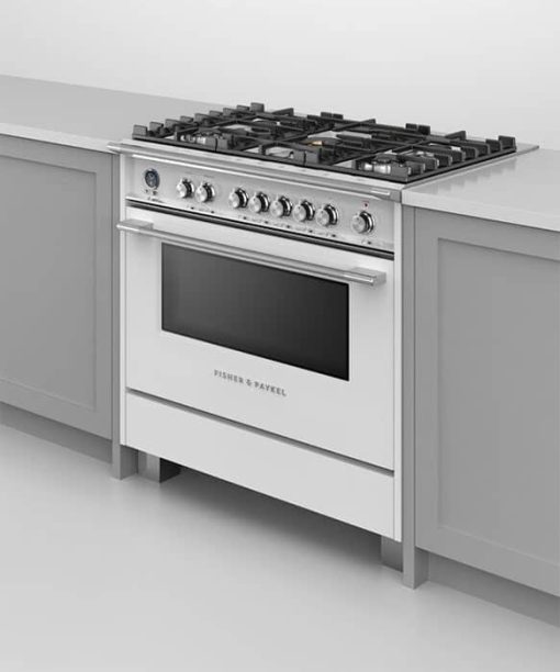 Fisher & Paykel Series 9 Classic 36" White Freestanding Dual Fuel Range, 5 Burners & Self-Cleaning - Image 6
