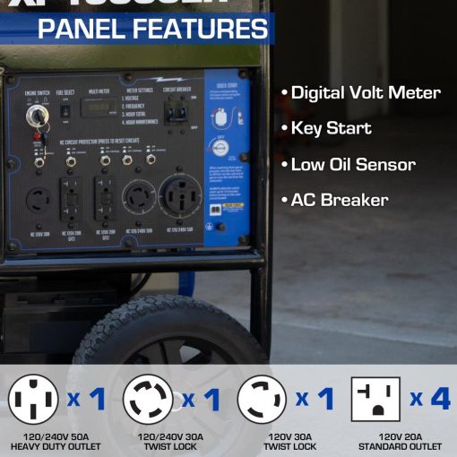 15000 Watt V-Twin Electric Start Dual Fuel Hybrid Portable Generator - Image 4