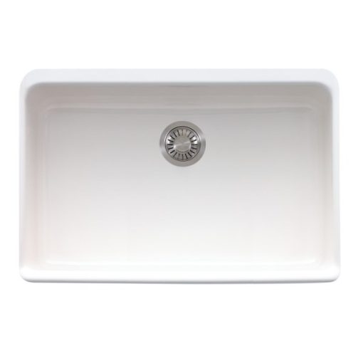 Apron Front Single Bowl Fireclay Sink - White
