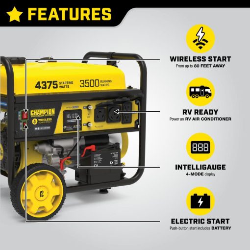 Champion Generator 3500W RV Ready Portable Wireless Remote Start & CO Shield - Image 6